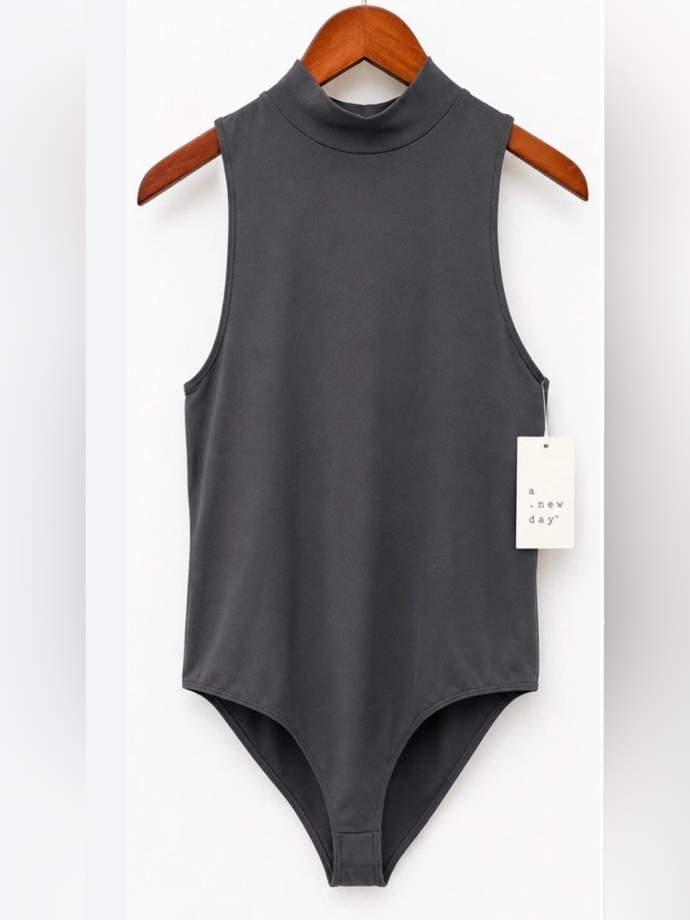 A New Day Mock Neck Sleeveless Bodysuit – Gray | NWT